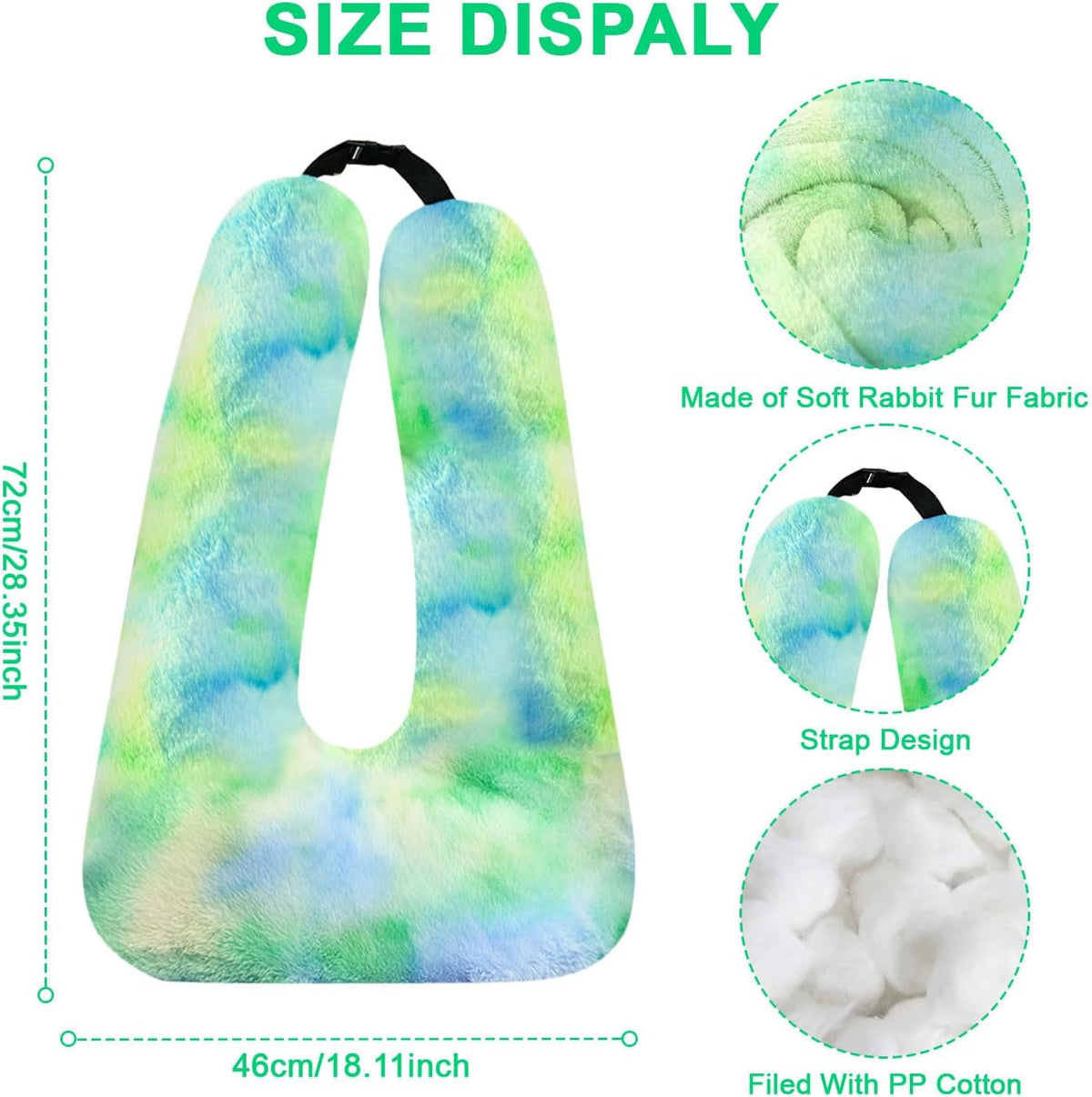Travel Pillow, Travel Pillow for Kids, Sleeper Hold Pillow Travel, Removable U-Shaped Pillow for Adults and Children to Support Head and Body in The Back Seat of Long Car Trips (DCGreen)