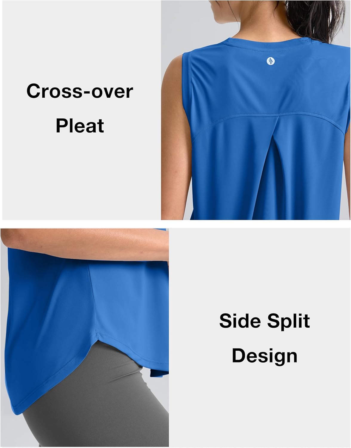 SANTINY Women's Sleeveless Workout Tops - Breathable Lightweight Athletic Tank for Yoga & Tennis