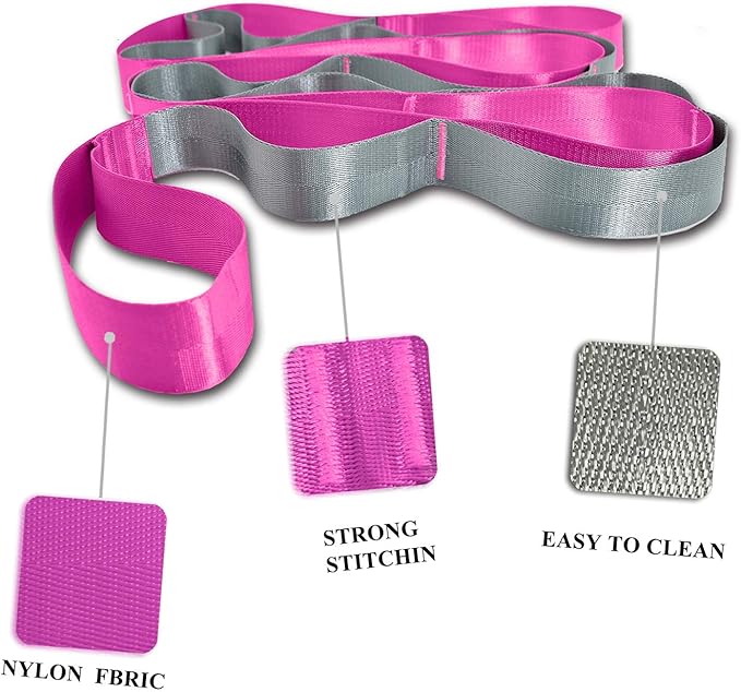 SANKUU Yoga Straps Stretching Strap with 12 Loops Workout Poster, Straps for Stretching Physical Therapy Equipment Long Stretch Out Bands for Exercise, Pilates and Gymnastics for Women Men