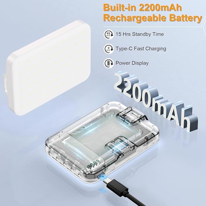 Selfie Light, LED Camera Light Video Lights 60 LED 2200mAh Rechargeable Phone