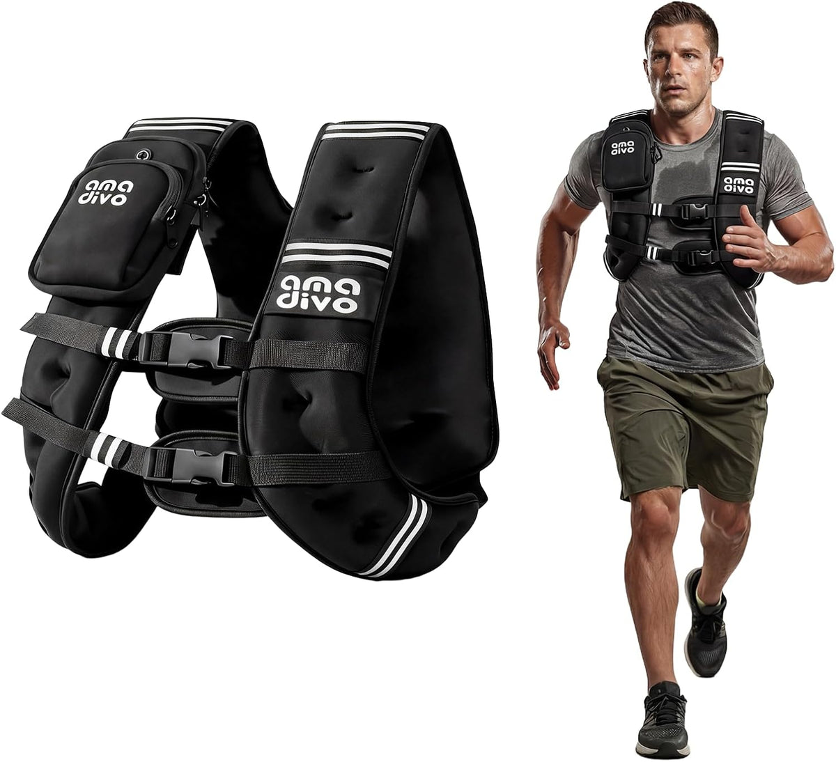 Skiennix Weighted Vest - Reflective Design for Walking, Running & Fitness | Adjustable 8lb-20lb
