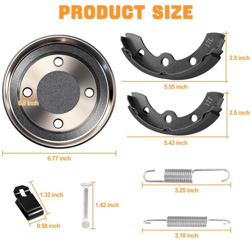 Club Car Golf Cart Brake Drums/Hub & Brake Shoes Spring Kit Fit Club Car DS 1995-Up&Precedent 2004-Up