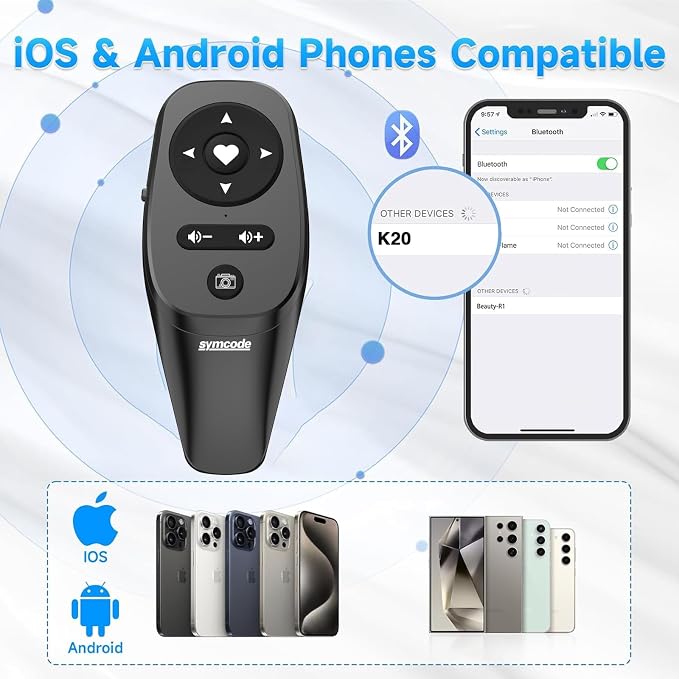 Symcode Smartphone Remote Control Kindle App Page Turner TikTok Remote Control