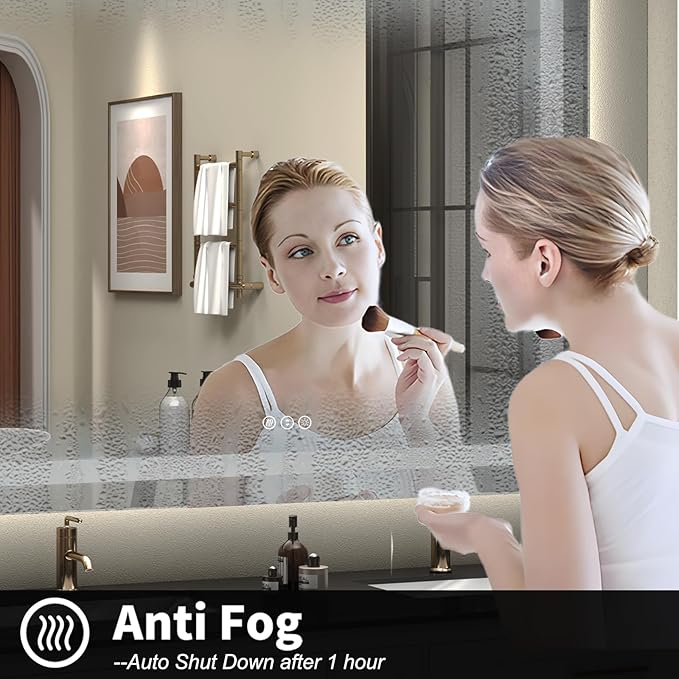 68x40 LED Lighted Mirror for Bathroom Wall Mounted, Dimmable Vanity Mirror with Lights, Anti-Fog, ETL Listed (Backlit and Front Lighted)
