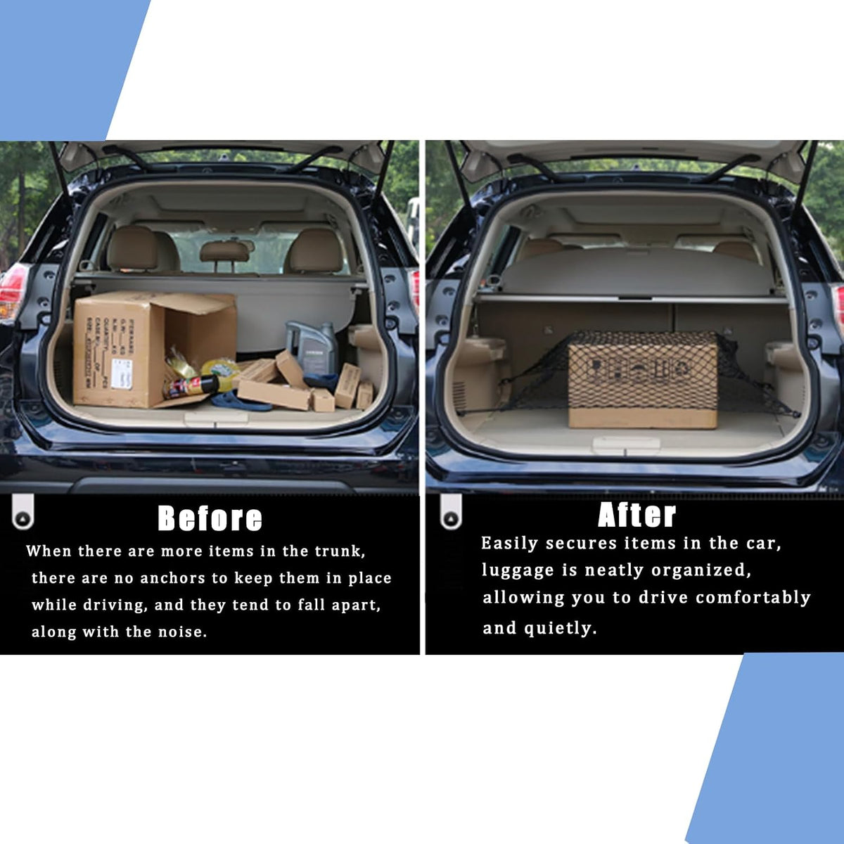 Truck Bed Cargo Net Nylon Universal Heavy Duty Truck Storage Mesh Pouch Pickup Cargo Organizer Trunk Mesh Cargo Net (51x18 Inch)