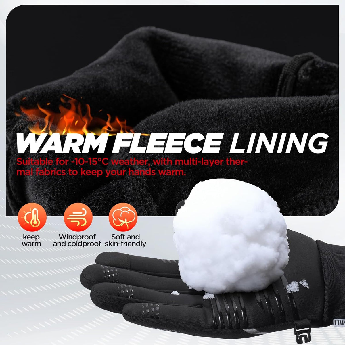 RUIXUE Winter Gloves - Warm Thermal Touchscreen, Windproof & Non-Slip Design for Men & Women