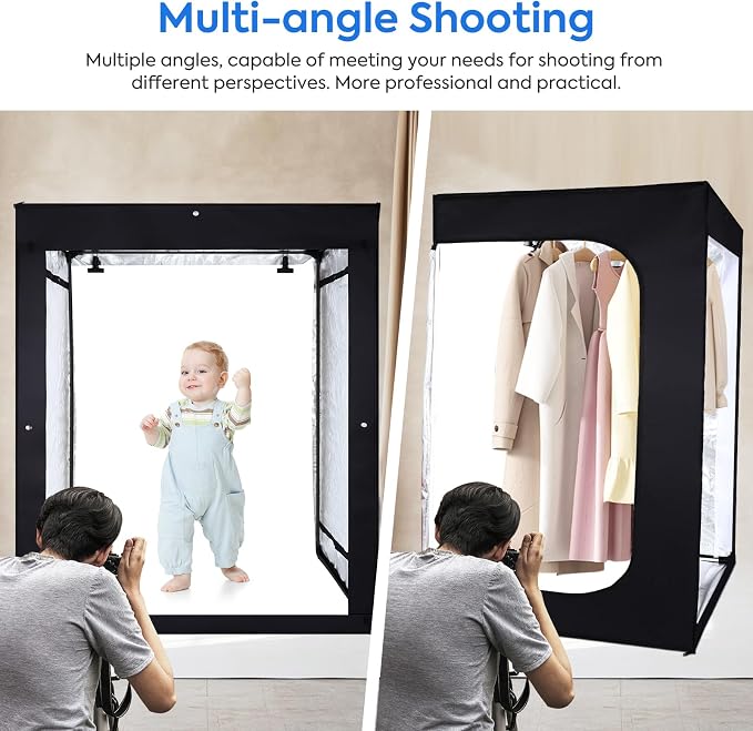 Bi-Color LED Photo Light Box 47x20x55in, Dimmable LEDs Product Photography