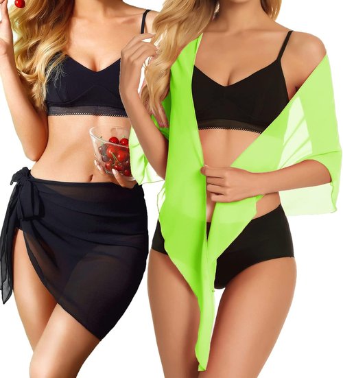 CHICGAL Women’s Beach Sarong Wrap Skirt - Sheer Bikini Cover-Up for Swimwear | 2 Pieces