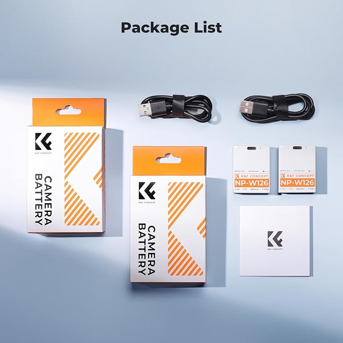 K&F CONCEPT 2-Pack NP-W126 Battery, USB C NP-W126S XT30III Battery Compatible
