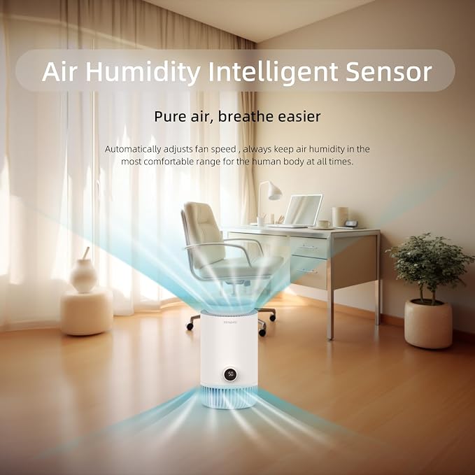 2 in 1 Air Purifier and Evaporative Humidifier Combo for Bedroom, H13 True HEPA Filter, Cool Mist-Free Air Humidifier evaporative WIFI Connect