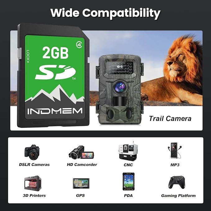 INDMEM 2GB SD Card, 5 Packs 2GB Class 4 Flash Memory Card 2G SLC Standard