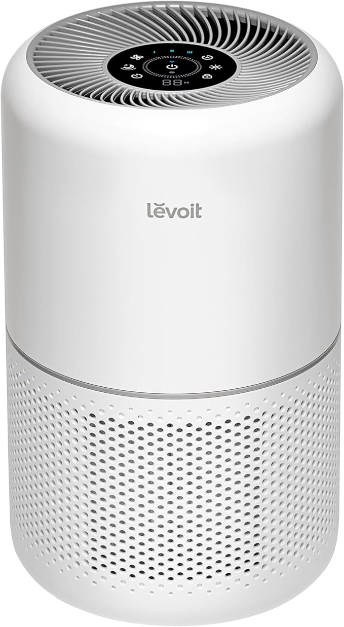LEVOIT Air Purifiers for Home Bedroom, HEPA Sleep Mode, AHAM VERIFIDE, Smart WiFi for Home Large Room, Quiet Cleaner for Pet Hair, Allergies, Dust, Smoke, Pollon, Alexa Control, Core300S-P, White