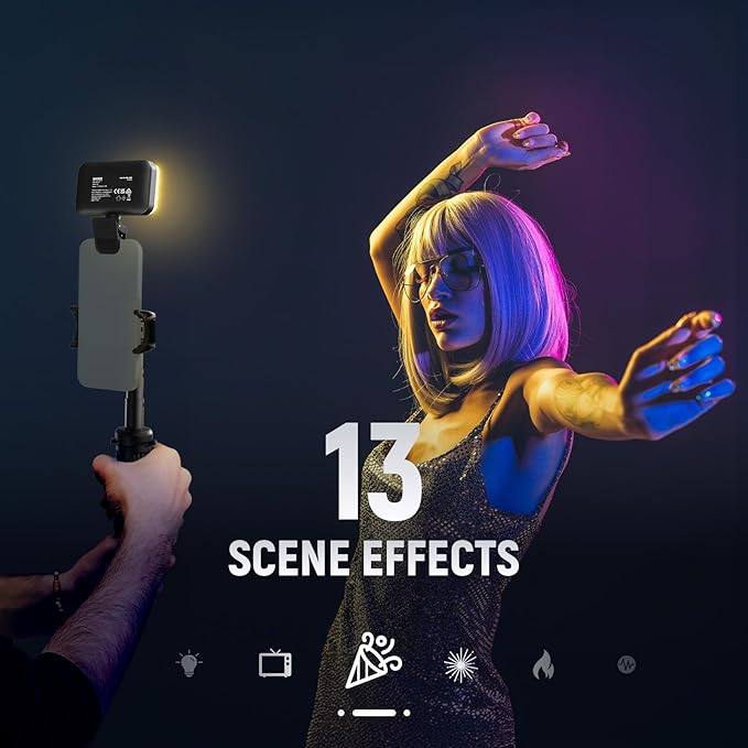 NEEWER Entry Level Version LED RGB Selfie Light, 91 LEDs Plastic Clip on Phone