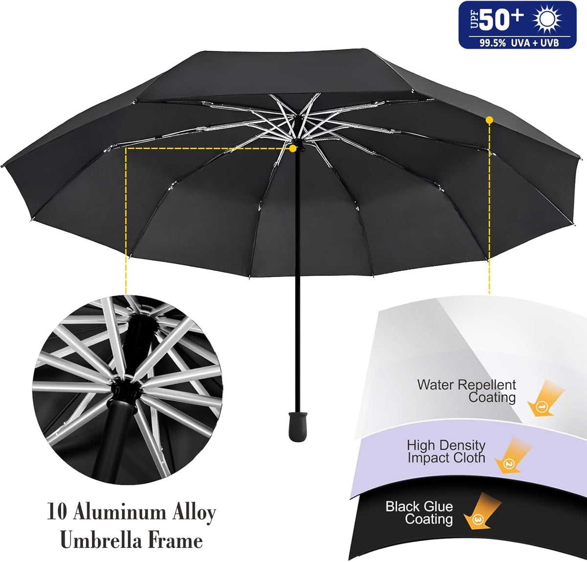 XLINGZA Beach Umbrella - UPF 50+ Protection with Adjustable Universal Clamp for Ultimate Shade