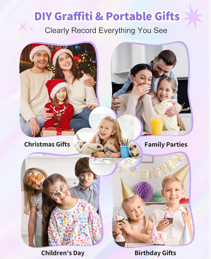 Digital Camera for Kids Instant Print, 48MP Dual-Lens Kids Camera for Girls