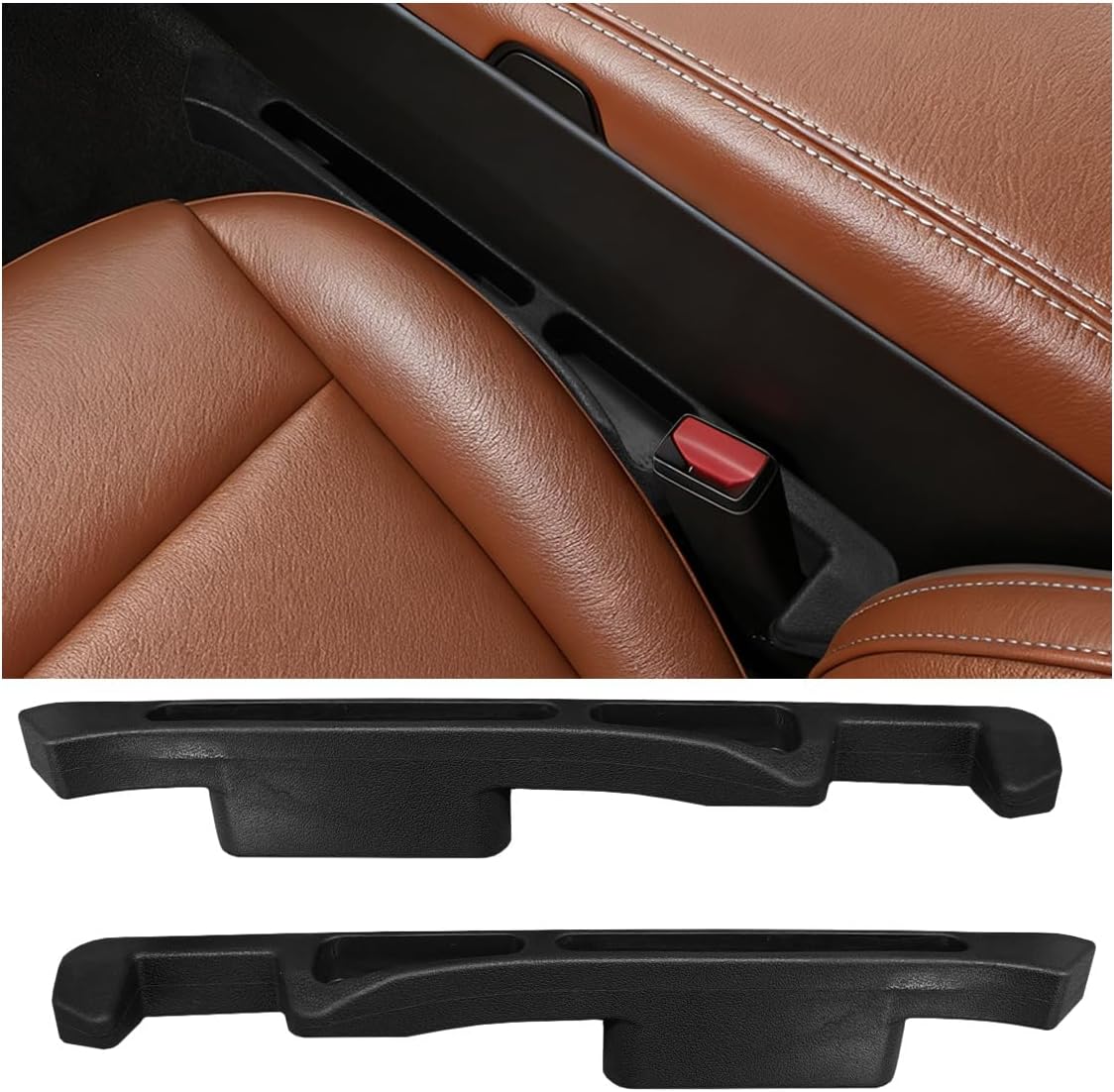 2PCS Car Seat Gap Filler Organizer, Universal for SUV Truck (Brown)