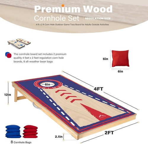 Himal Outdoors Cornhole Board Set - 4 x 2 Feet Game Boards with 8 Toss Bags for Ultimate Fun