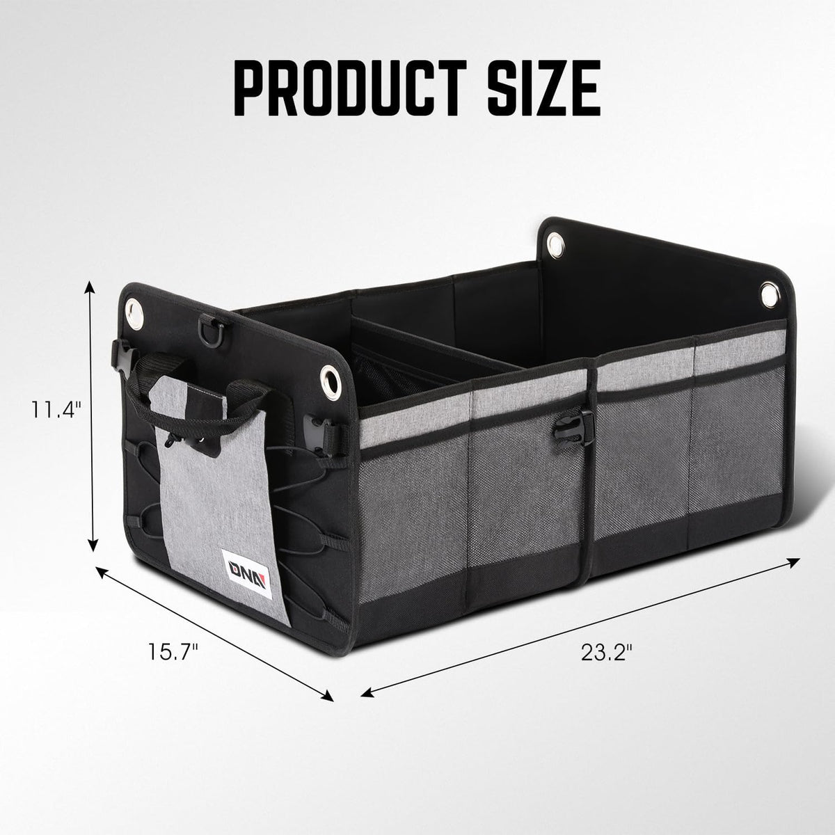 DNA Motoring Trunk Organizer for Car, 70L Large Capacity Foldable Trunk Organizer, Multi Compartment Car Trunk Organizer for Women Men, Grey, TOOLS-00420