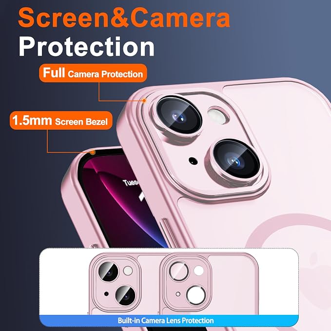for iPhone 14 Case with Privacy Screen Protector and Camera Protection