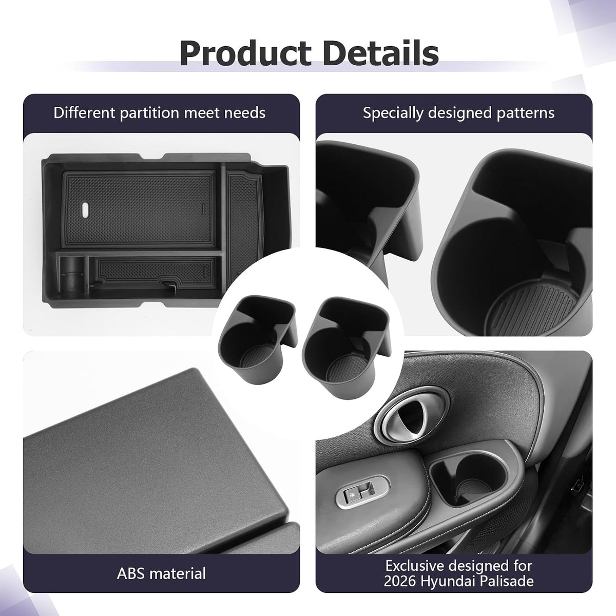 LUWU 2026 Palisade Accessories Rear Row Car Door Side Cup Holder Compatible with 2026 Palisade (SE/SEL/XRT PRO/Limited/Calligraphy) Interior Accessories TPE Material Cup Holder Insert 2-Pack