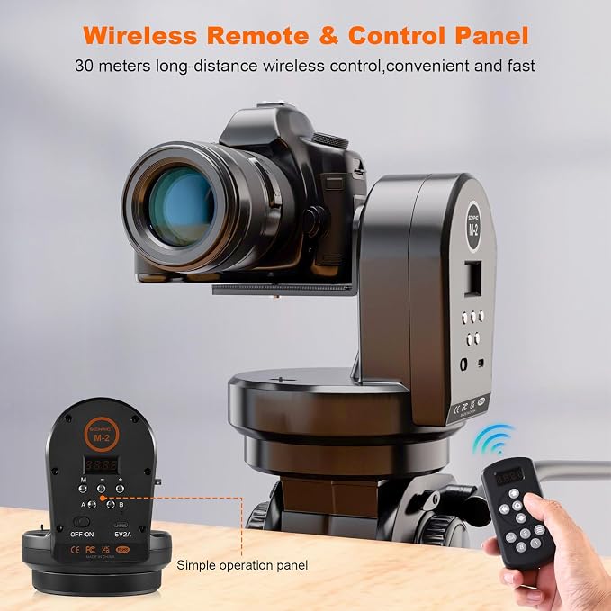 Soonpho M2 Motorized Rotating Panoramic Tripod Head, Remote Control Pan Tilt