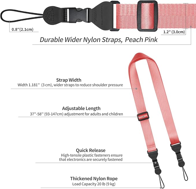 FIEIL Adjustable Shoulder Strap, Nylon Camera Strap, Comfortable Neck Strap