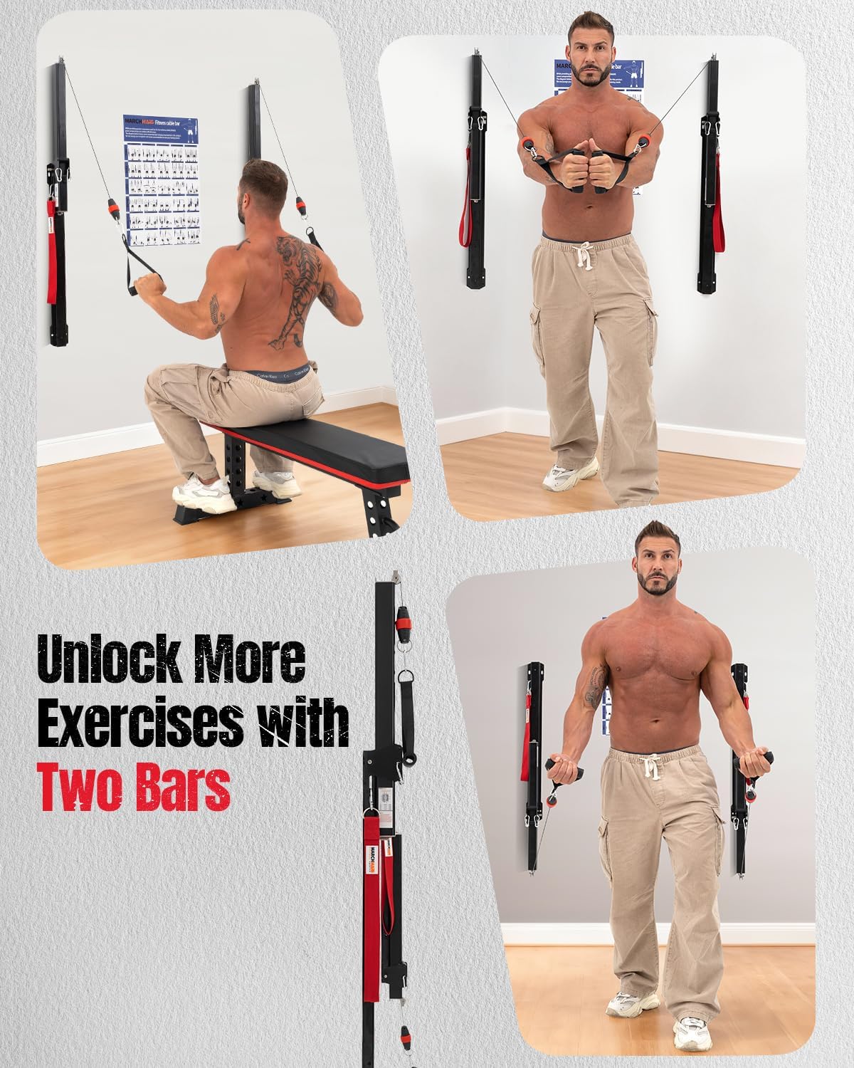 Wall-Mount Cable Machine Home Gym - Adjustable Resistance Compact Fitness Equipment for Full Body Strength & Toning