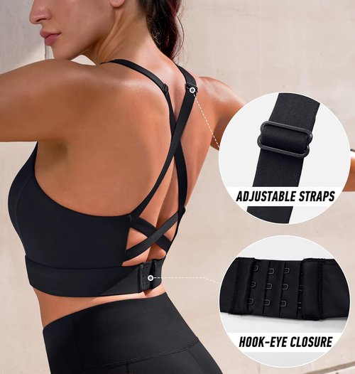 Ewedoos High Support Sports Bra - Adjustable, Push-Up Design for High Impact Workouts | Women's Activewear