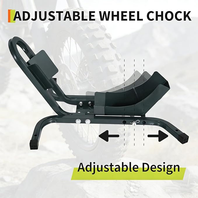 1800 Lb Capacity Heavy Duty Motorcycle Wheel Chock – Dirt Bike Wheel Chocks Adjustable 16"-21" Tire Fit for Cruisers, Dirt Bikes & ATVs, Rust-Resistant Steel Trailer & Garage Mount,Black