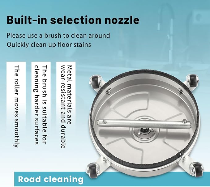 14" Pressure Washer Surface Cleaner with 4 Wheels - Stainless Steel Surface Cleaner for Pressure Washer Attachment for Concrete, Patio, Sidewalk, Deck and Driveways