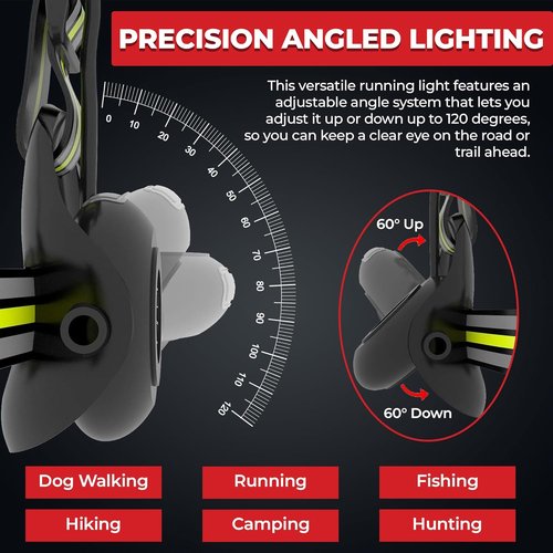 LUMEFIT LED Running Lights - Adjustable Night Safety Chest Light with Yellow Reflective Vest | Rechargeable for Jogging & Dog Walking