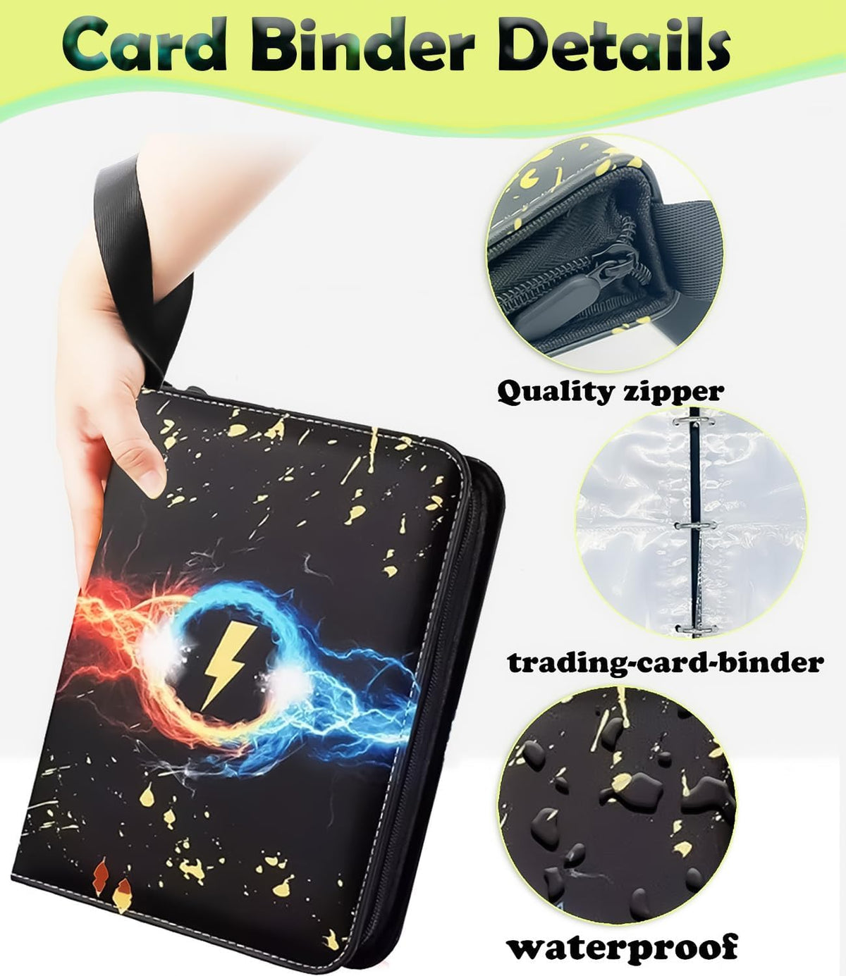 Skiennix Premium Zip Trading Card Binder - 4 Pocket Collectible Album for MTG & TCG Sports Cards (400 Pocket)