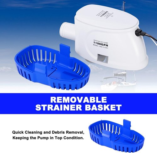 1100 GPH Automatic Bilge Pump by [Brand Name] - 12V Submersible Water Pump with Float Switch | Ideal for Small Boats