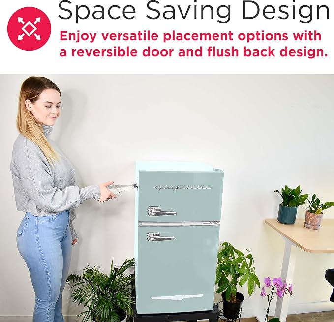 Frigidaire EFR840 Retro Mini Fridge with Freezer & Side Bottle Opener - Small 2 Door Refrigerator for Office Bar or College Dorm Room - 3.2 Cu Ft, Mint