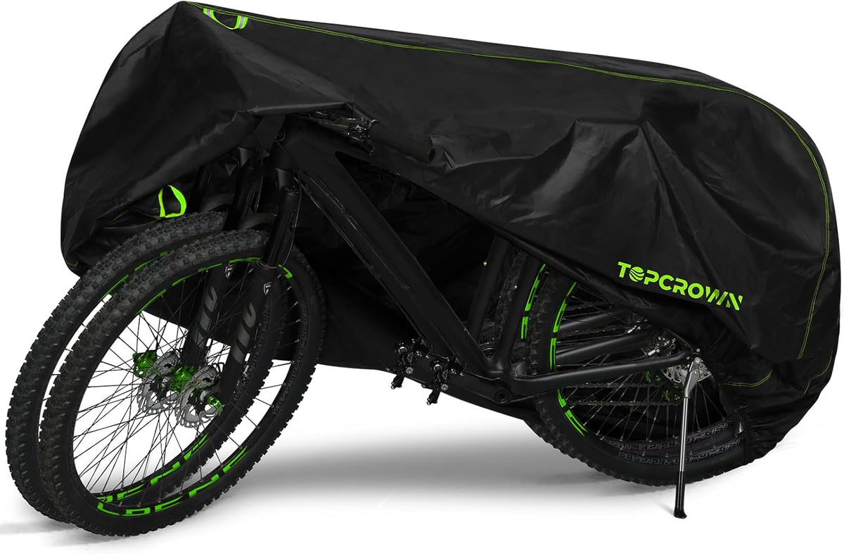 Topcrown Waterproof Bike Cover - Outdoor Storage for 2 Bikes | UV, Rain & Dust Protection, XXL Black & Green