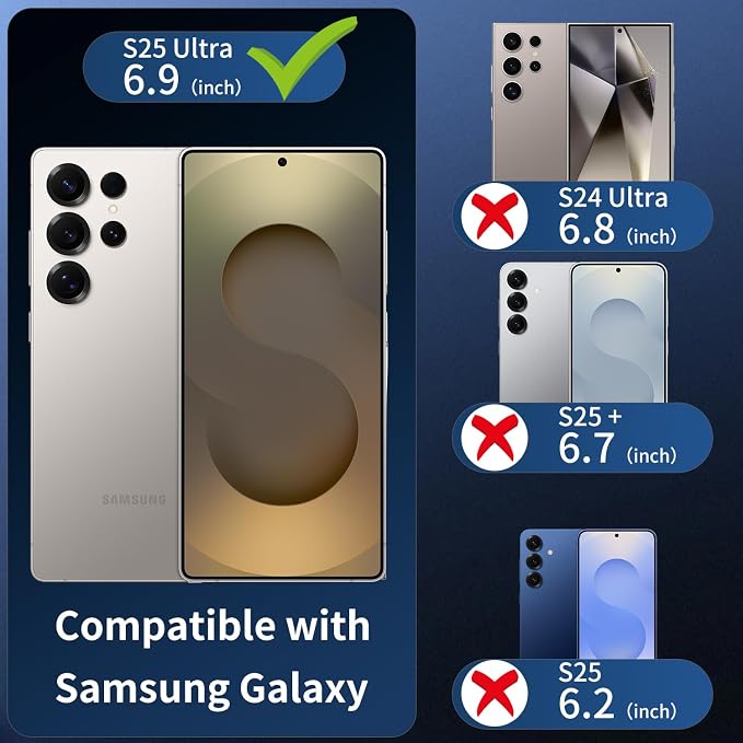 3 Pack Camera Lens Protector for Samsung Galaxy S25 Ultra, Tempered Glass