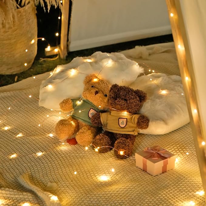 JMEXSUSS 4 Pack 50 LED Fairy Lights Battery Operated, 16ft Warm White Twinkle Lights Indoor Outdoor, Battery Powered Fairy String Lights for Bedroom Classroom Dorm Wedding Party DIY Decoration