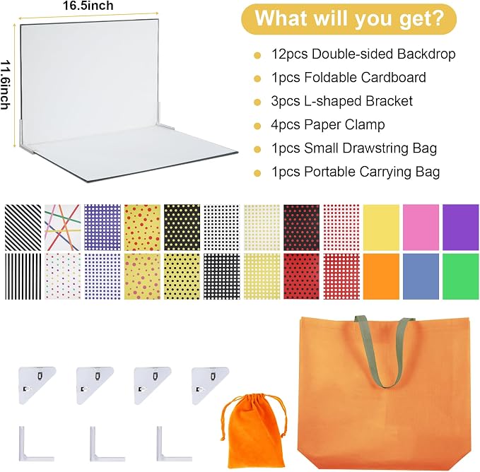 Meking 12Pcs 24Patterns Product Photography Backdrops Kit Small Photo Backdrop