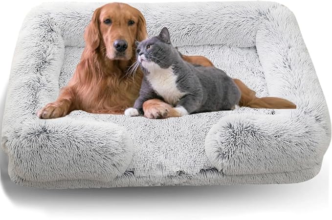 Dog Beds Medium Large Size Dog, Calming Dog Bed with Removable Washable Cover, Waterproof Lining and Nonskid Bottom(Gradient-Grey,XXL)