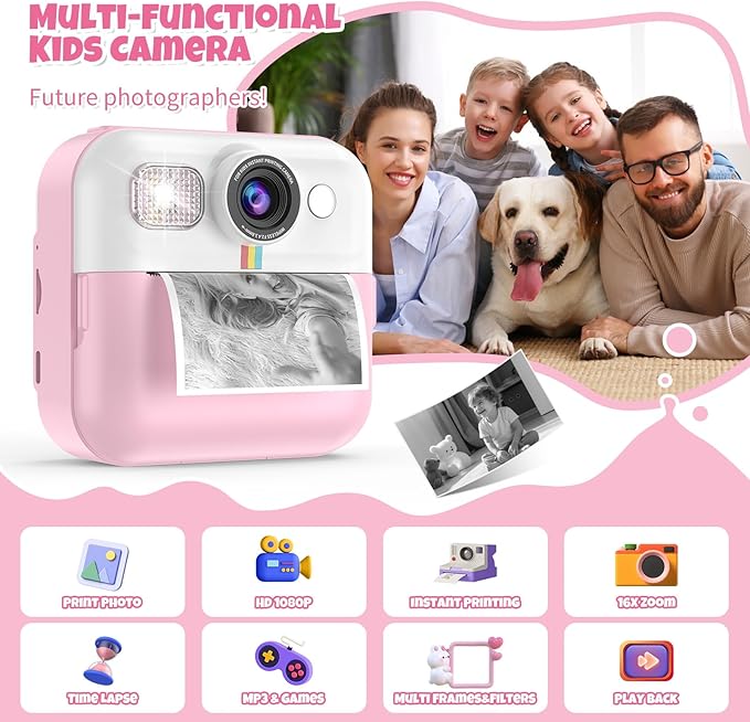 BOFIDAR Instant Print Camera for Kids, Christmas Birthday Gifts for Girls Age