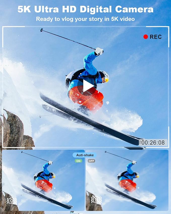 5K-Digital-Cameras for Photography: 2026 Upgrade 80MP 3.5"+2" Dual Screen for