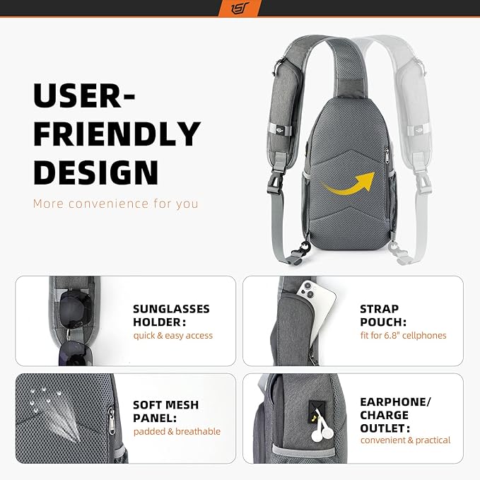 SKYSPER Sling Bag RFID Crossbody Sling Backpack Cross Body Shoulder Bag Travel