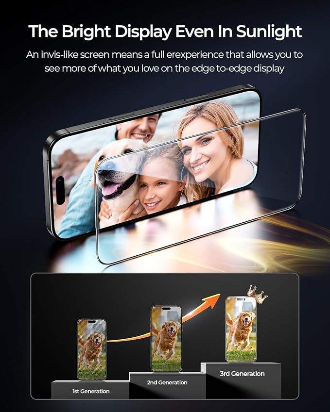 MRGLAS 4-Pack TOP 9H+ Glass for iPhone 16 Plus Privacy Screen Protector UNBREAK