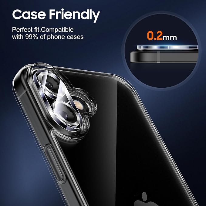 UniqueMe for 3 Pack iPhone 16 / iPhone 16 Plus/iPhone 17 Camera Lens Protector