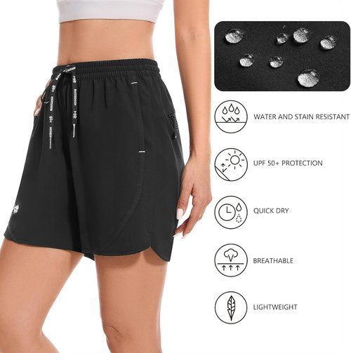 BASSDASH Women's Fishing Shorts - 5” Quick Dry, Water Resistant, UPF 50+ | Ideal for Hiking & Outdoor Activities