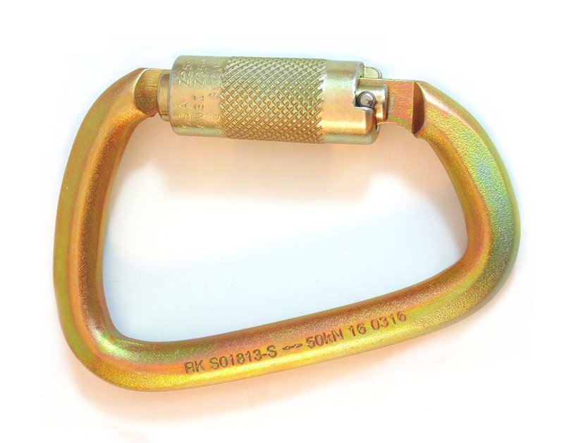 S01813-Stainless Steel Carabiner 50kn (11,200 lb) Rated, Twist Auto Lock, ANSI Certified (Qty: 1), Heavy Duty Carabiner