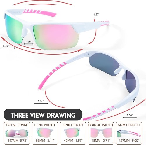 IGnaef Polarized Sport Sunglasses - Women's Wrap-Around Style for Running, Driving & Golf | IF3080