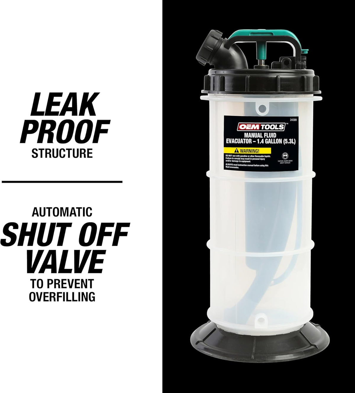OEMTOOLS Manual Fluid Extractor Pump, 5.3L Oil Extractor, 5-Foot Hose