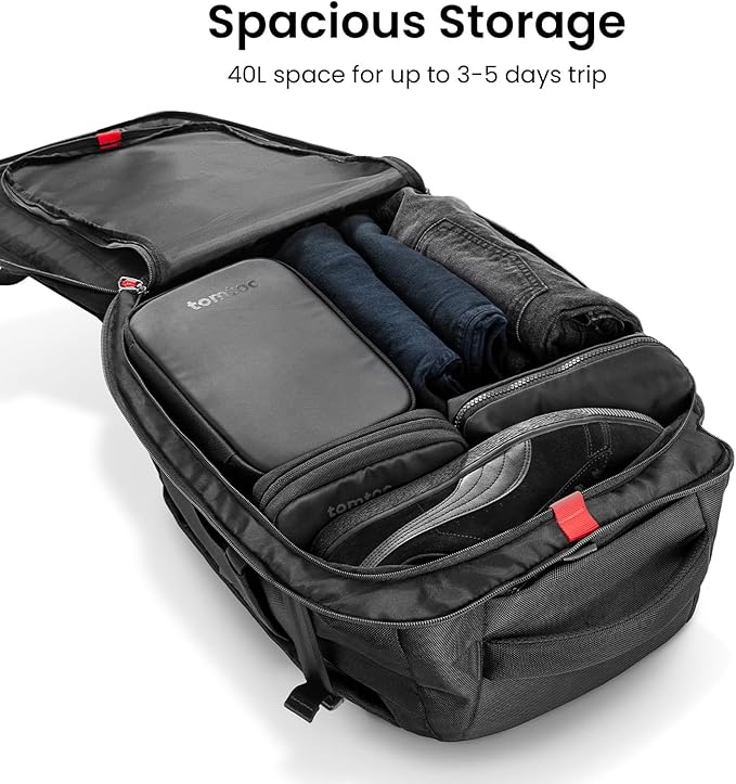 tomtoc Travel Backpack 40L, TSA Friendly Flight Approved Carry-on Luggage Hand