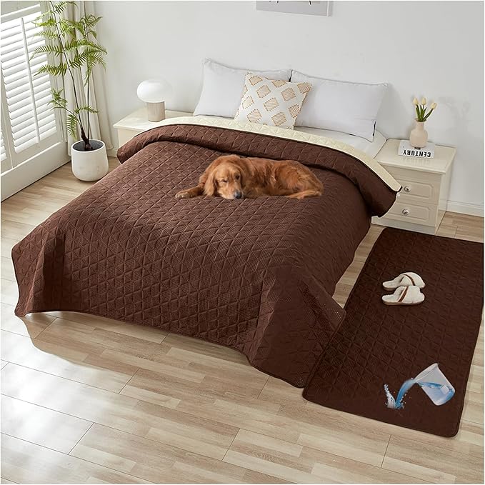 Waterproof Dog Bed Cover Pet Blanket, Soft Pet Couch Covers for Sofa Washable, Bed Couch Sofa Furniture Protector for Puppy Cat Kids (Brown,210 * 305 CM)